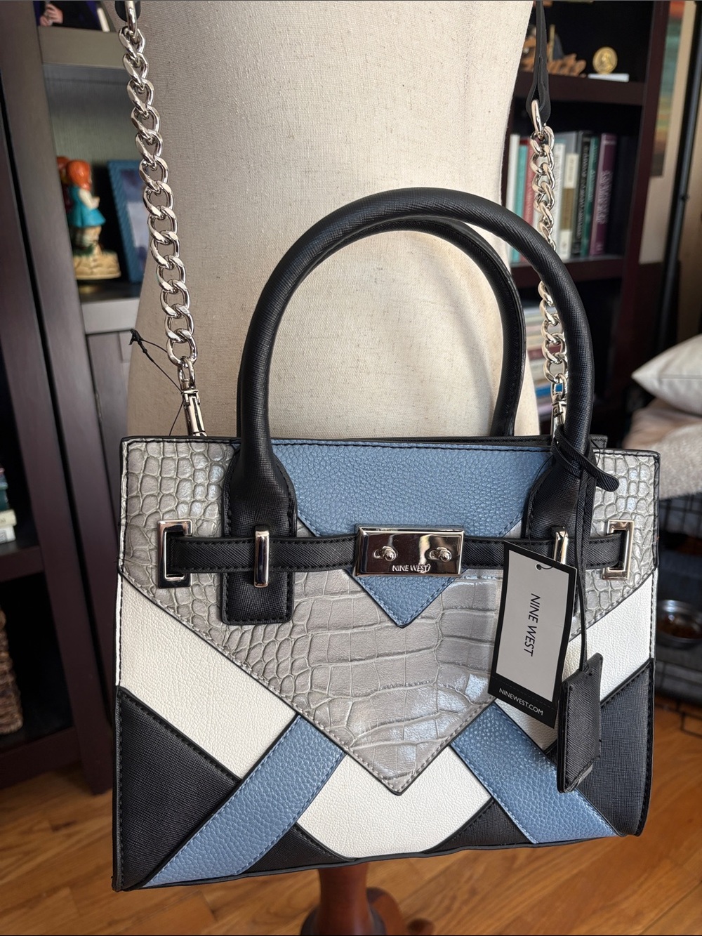 Nine West mixed textures, patchwork purse. NWT